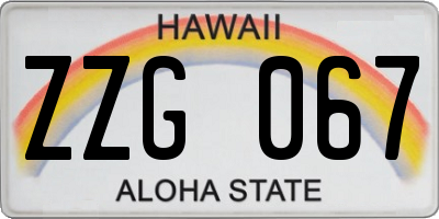 HI license plate ZZG067