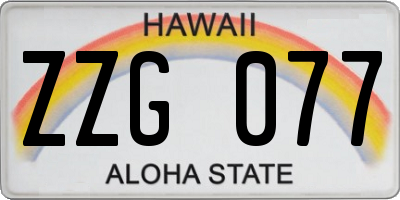HI license plate ZZG077
