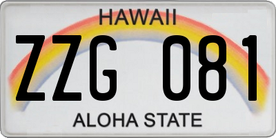 HI license plate ZZG081