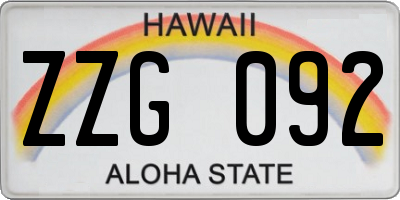 HI license plate ZZG092