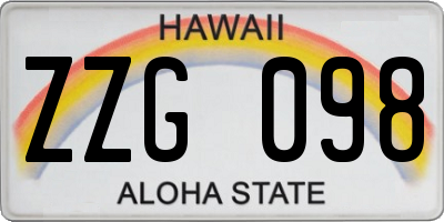 HI license plate ZZG098