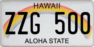 HI license plate ZZG500