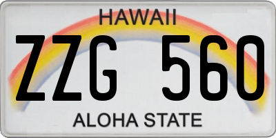 HI license plate ZZG560