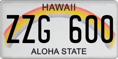 HI license plate ZZG600