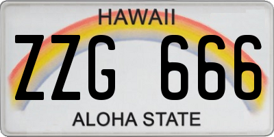 HI license plate ZZG666