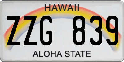 HI license plate ZZG839