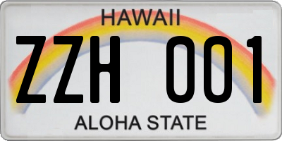 HI license plate ZZH001