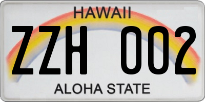 HI license plate ZZH002