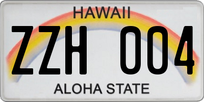 HI license plate ZZH004