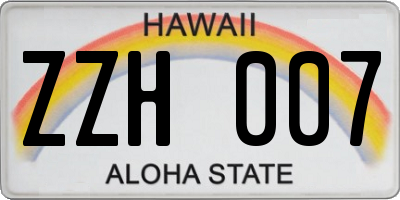 HI license plate ZZH007