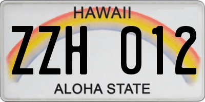 HI license plate ZZH012