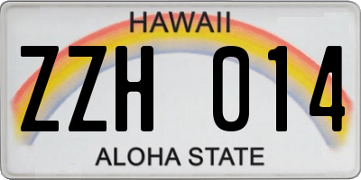 HI license plate ZZH014