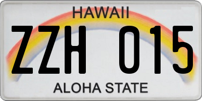 HI license plate ZZH015