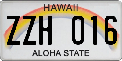 HI license plate ZZH016