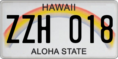 HI license plate ZZH018