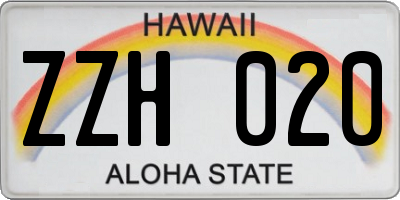 HI license plate ZZH020