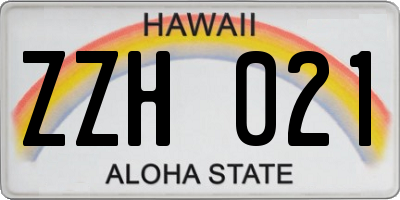 HI license plate ZZH021