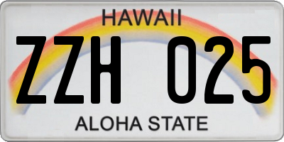 HI license plate ZZH025