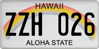 HI license plate ZZH026