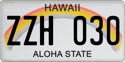 HI license plate ZZH030