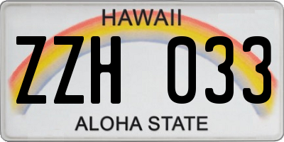 HI license plate ZZH033