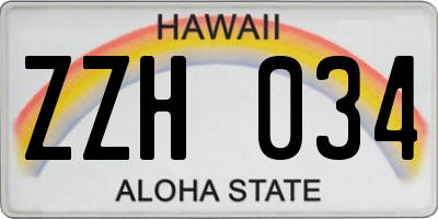 HI license plate ZZH034