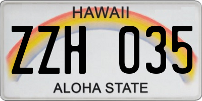 HI license plate ZZH035