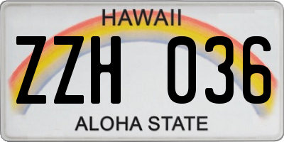 HI license plate ZZH036