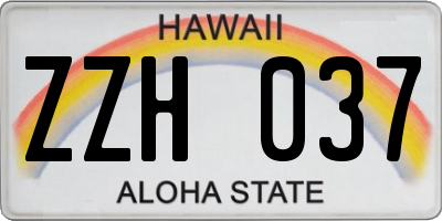 HI license plate ZZH037