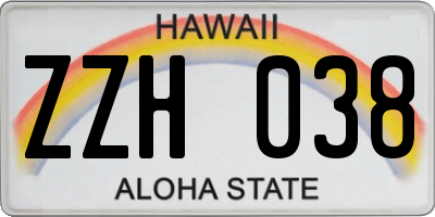 HI license plate ZZH038