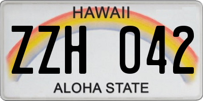 HI license plate ZZH042