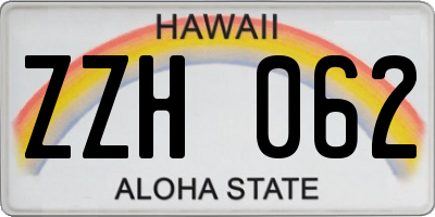 HI license plate ZZH062