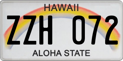 HI license plate ZZH072
