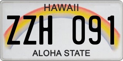 HI license plate ZZH091