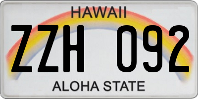 HI license plate ZZH092