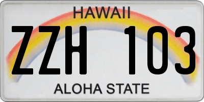 HI license plate ZZH103