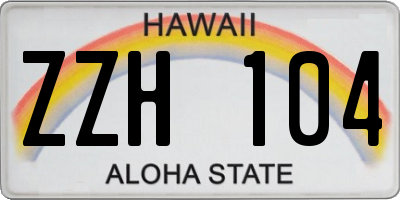 HI license plate ZZH104