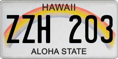 HI license plate ZZH203