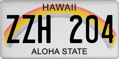 HI license plate ZZH204