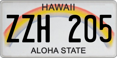 HI license plate ZZH205