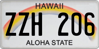 HI license plate ZZH206