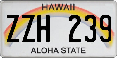 HI license plate ZZH239