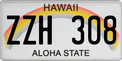 HI license plate ZZH308