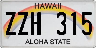 HI license plate ZZH315