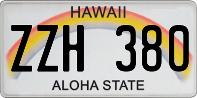 HI license plate ZZH380