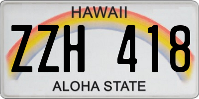 HI license plate ZZH418