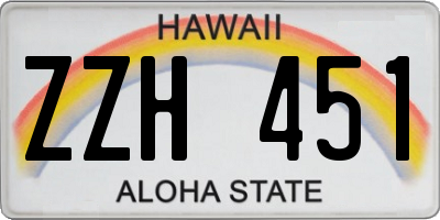 HI license plate ZZH451