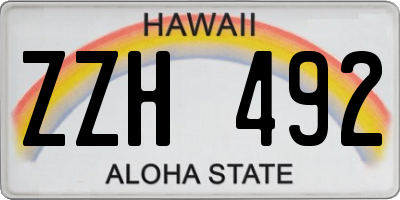 HI license plate ZZH492