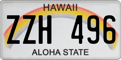 HI license plate ZZH496