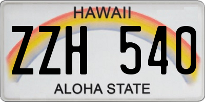 HI license plate ZZH540